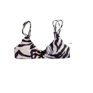 NWT Bebe Zebra Print Triangle Bikini Top Large Pink Black Multi-Strap Strappy